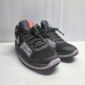 Nike Grey Low-Top Sneakers with Pink & Blue Accents